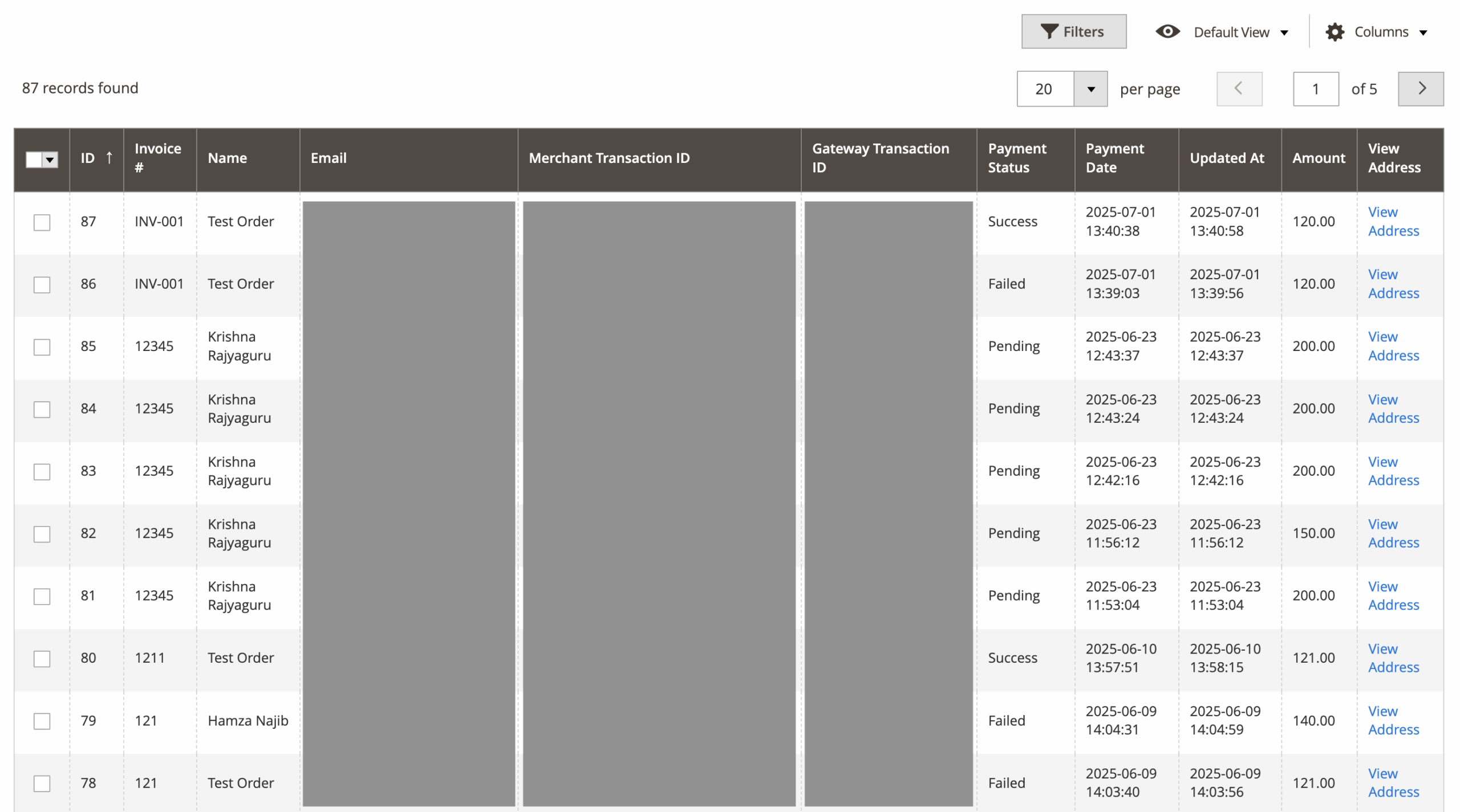 LBOP - Magento - PayNow - transaction report