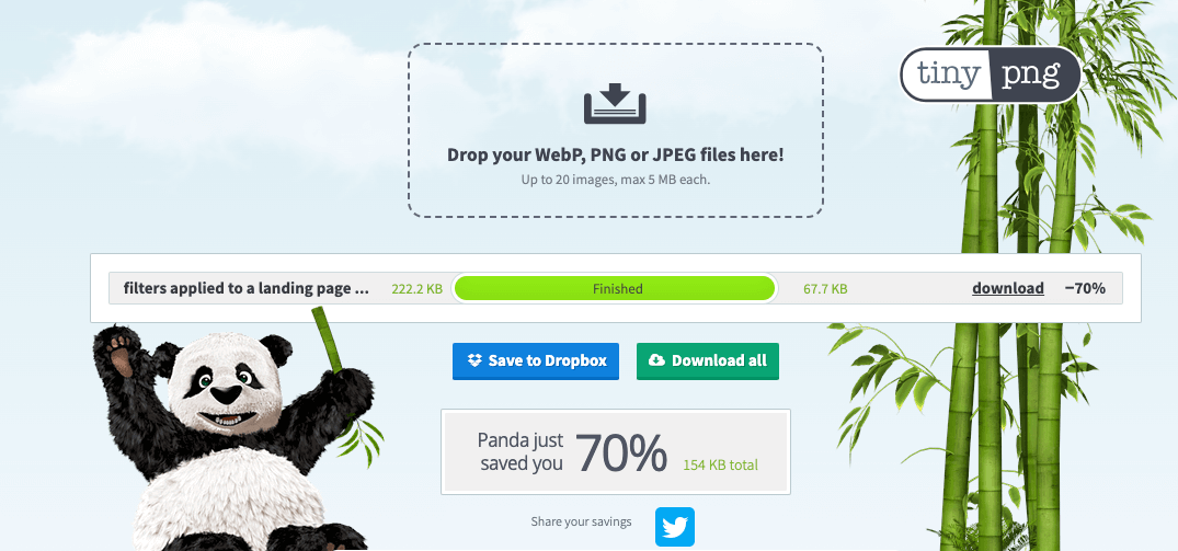 Homepage of Tinypng