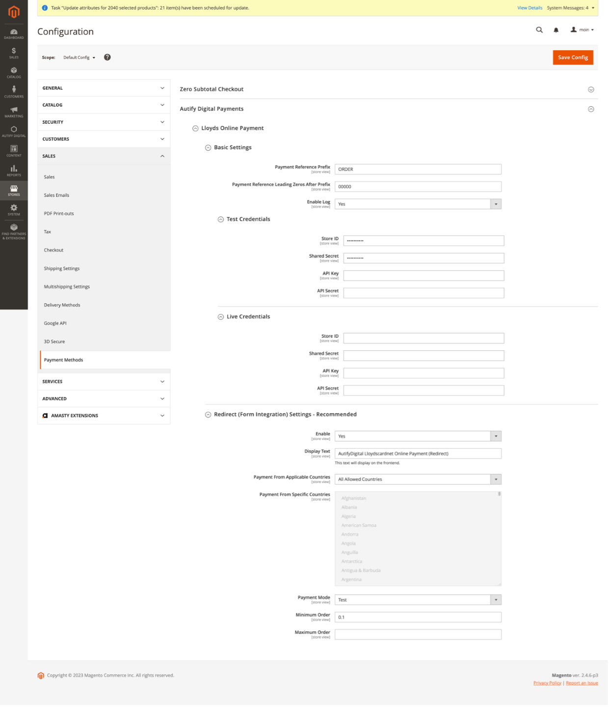 LBOP Magento backend configurations