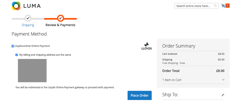 LBOP Magento checkout page
