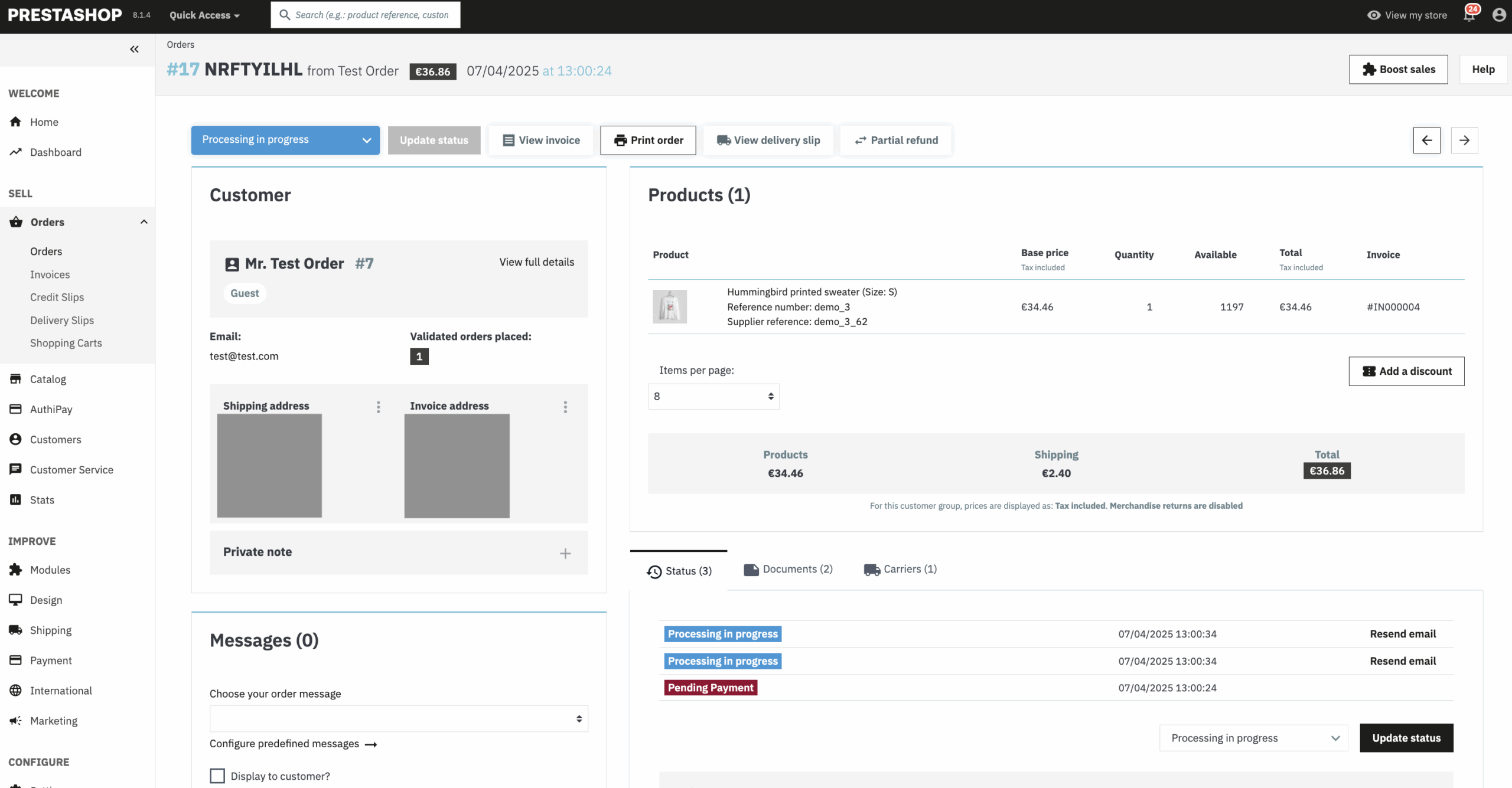 AIB-MS-AuthiPay-PrestaShop-order-details-page