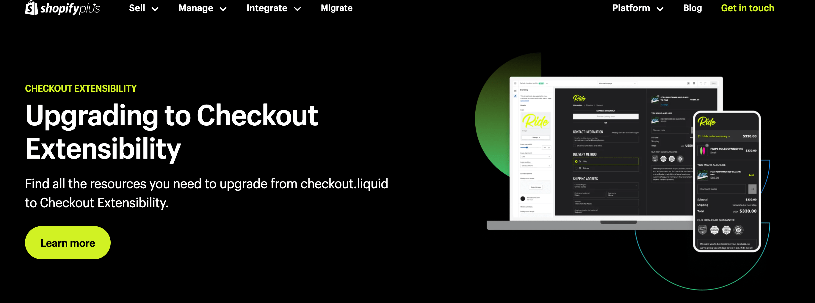 shopify plus upgrade page