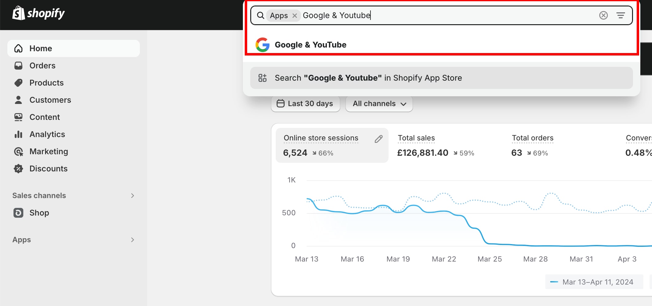 shopify search google and youtube-app