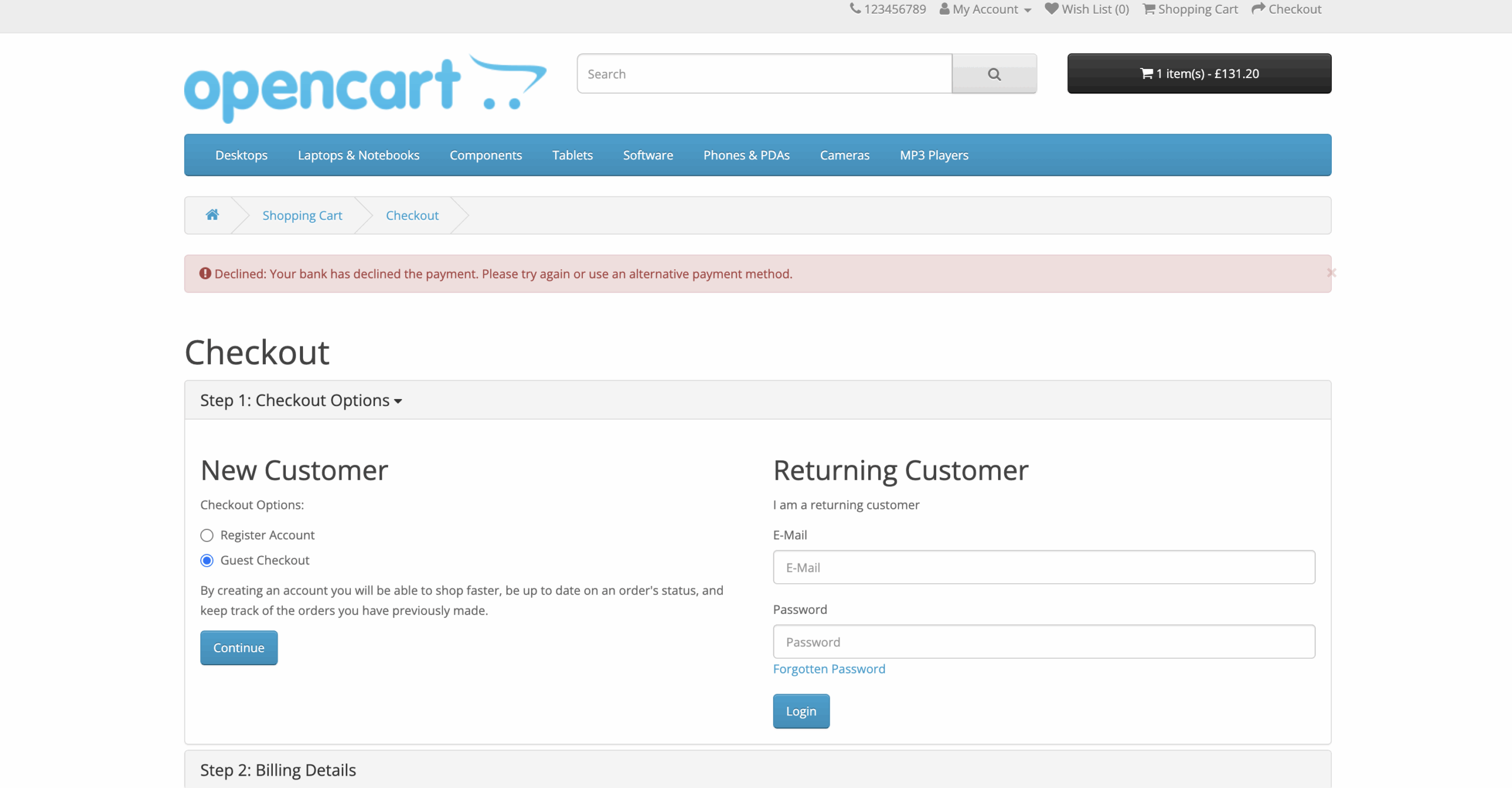 AIB-MS-AuthiPay-OpenCart-declined-payment