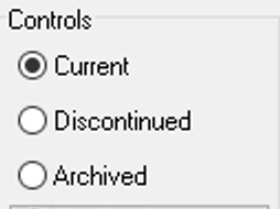 Current, Discontinued and Archived stock controls in Pursuit system
