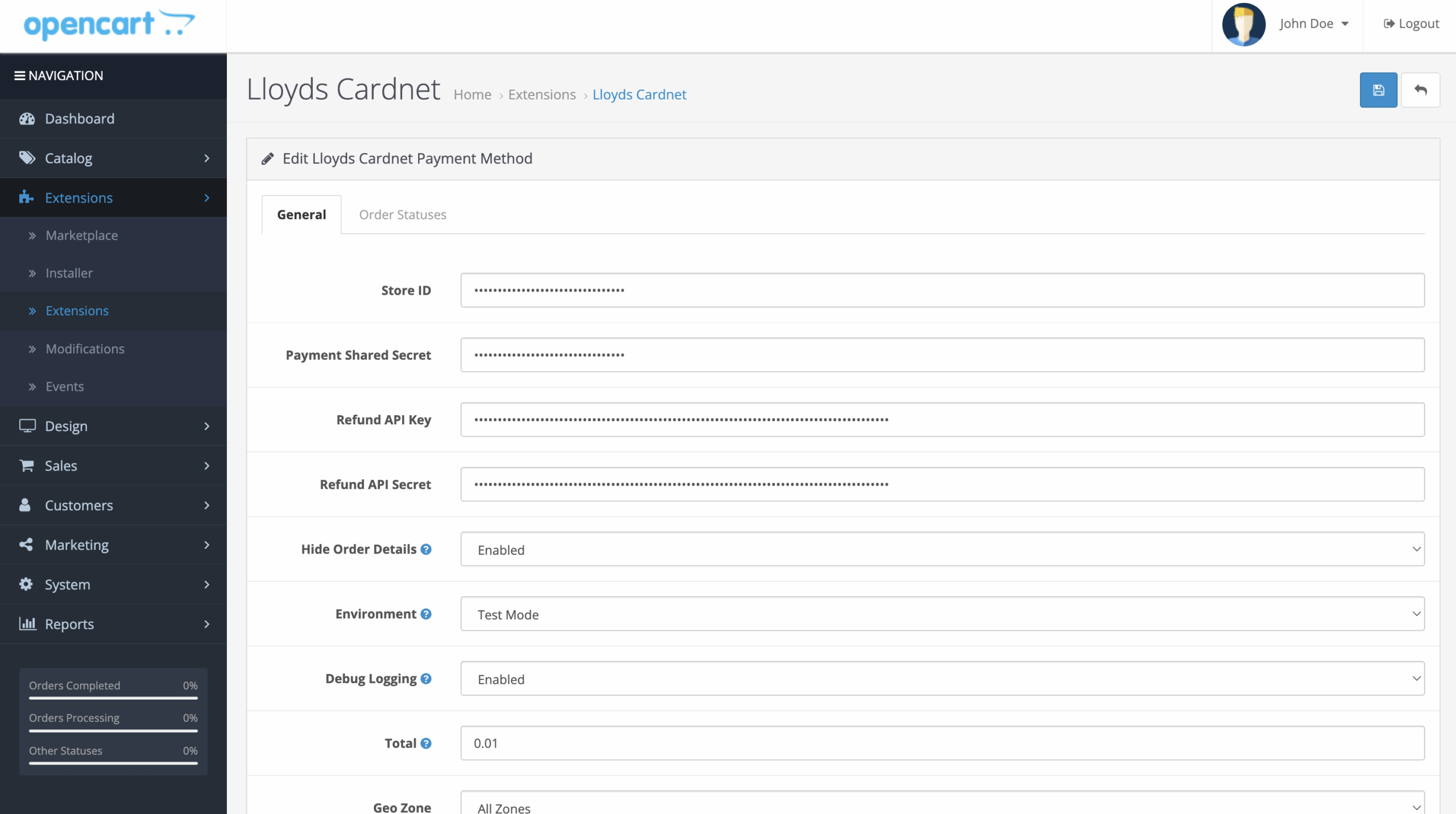 LBOP-OpenCart-Hosted-solution-backend-settings