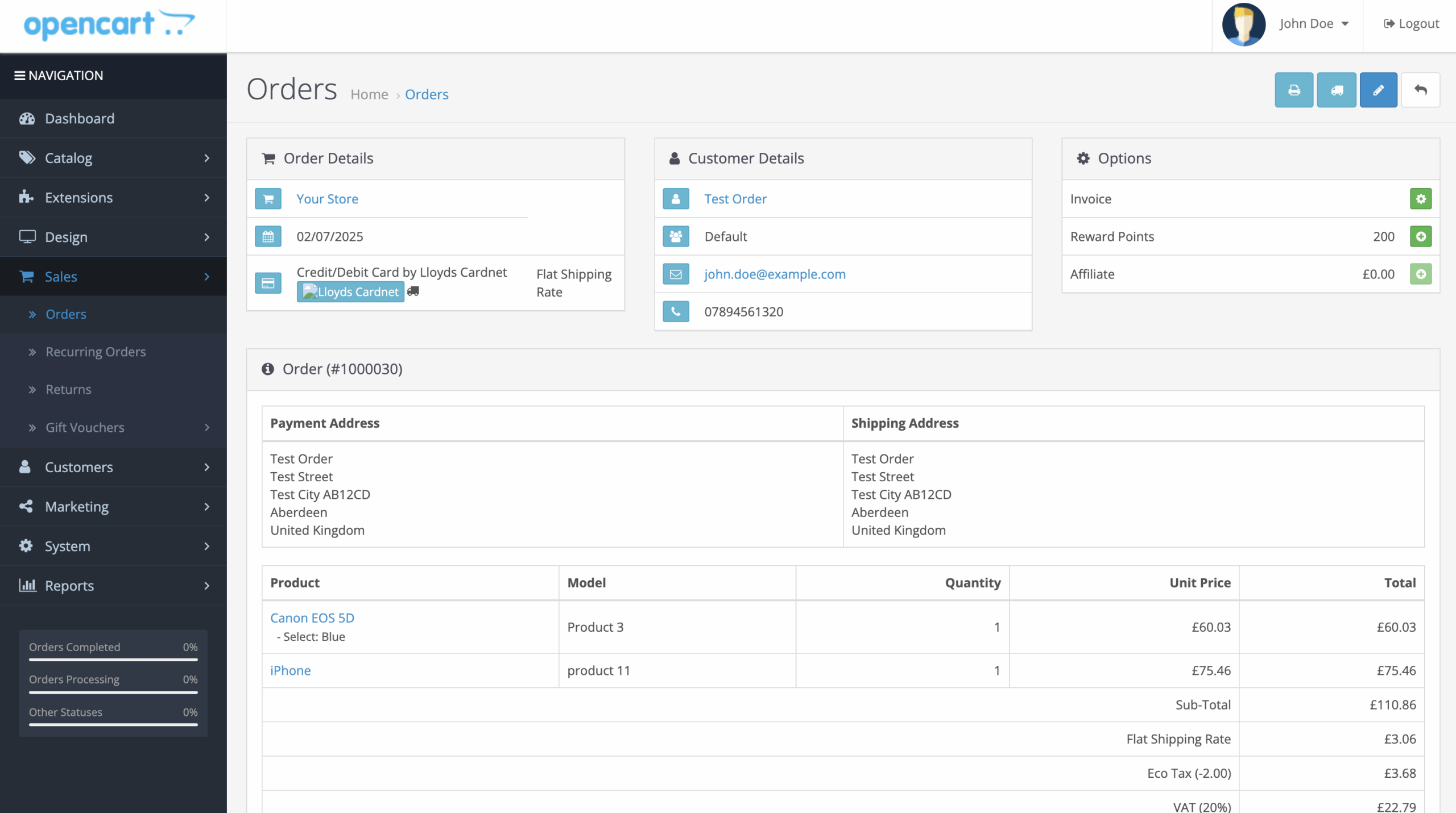 LBOP-OpenCart-Hosted-solution-order-details-page
