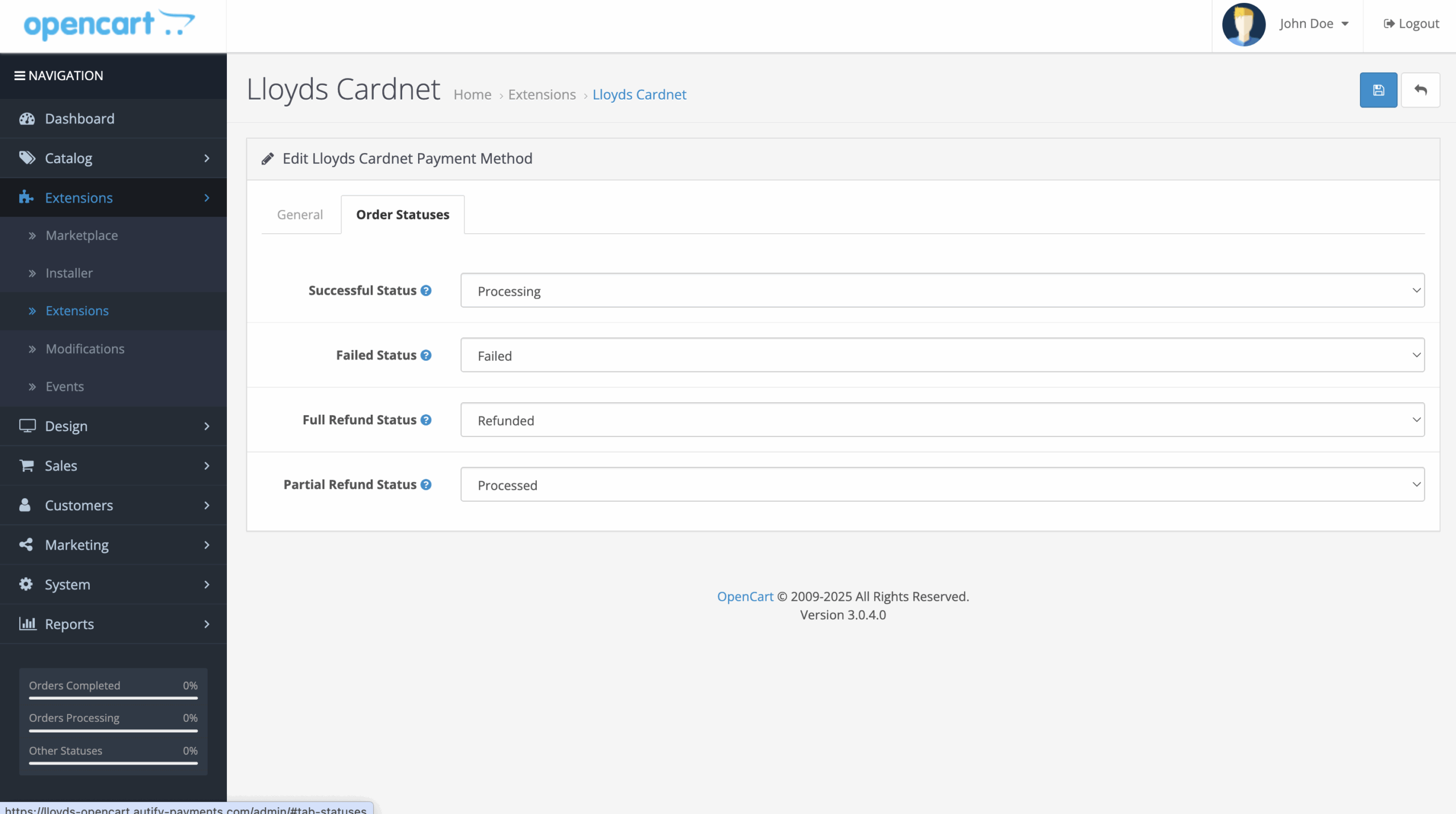 LBOP-OpenCart-Hosted-solution-order-status-settings