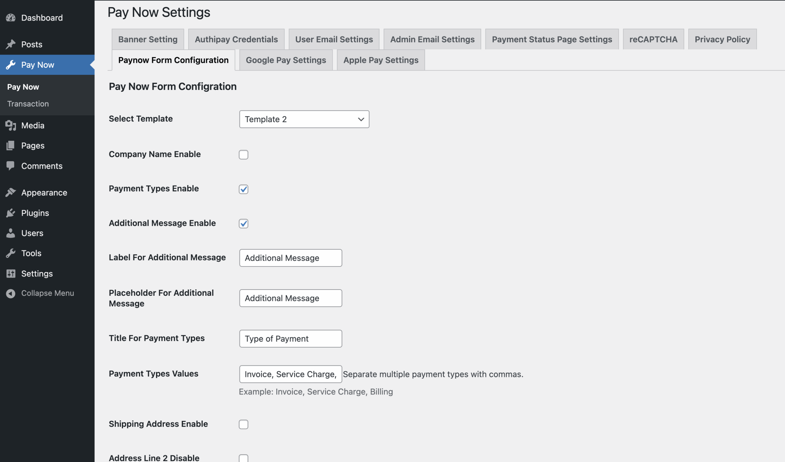 AIB-MS-AuthiPay-WordPress-payment-form-settings