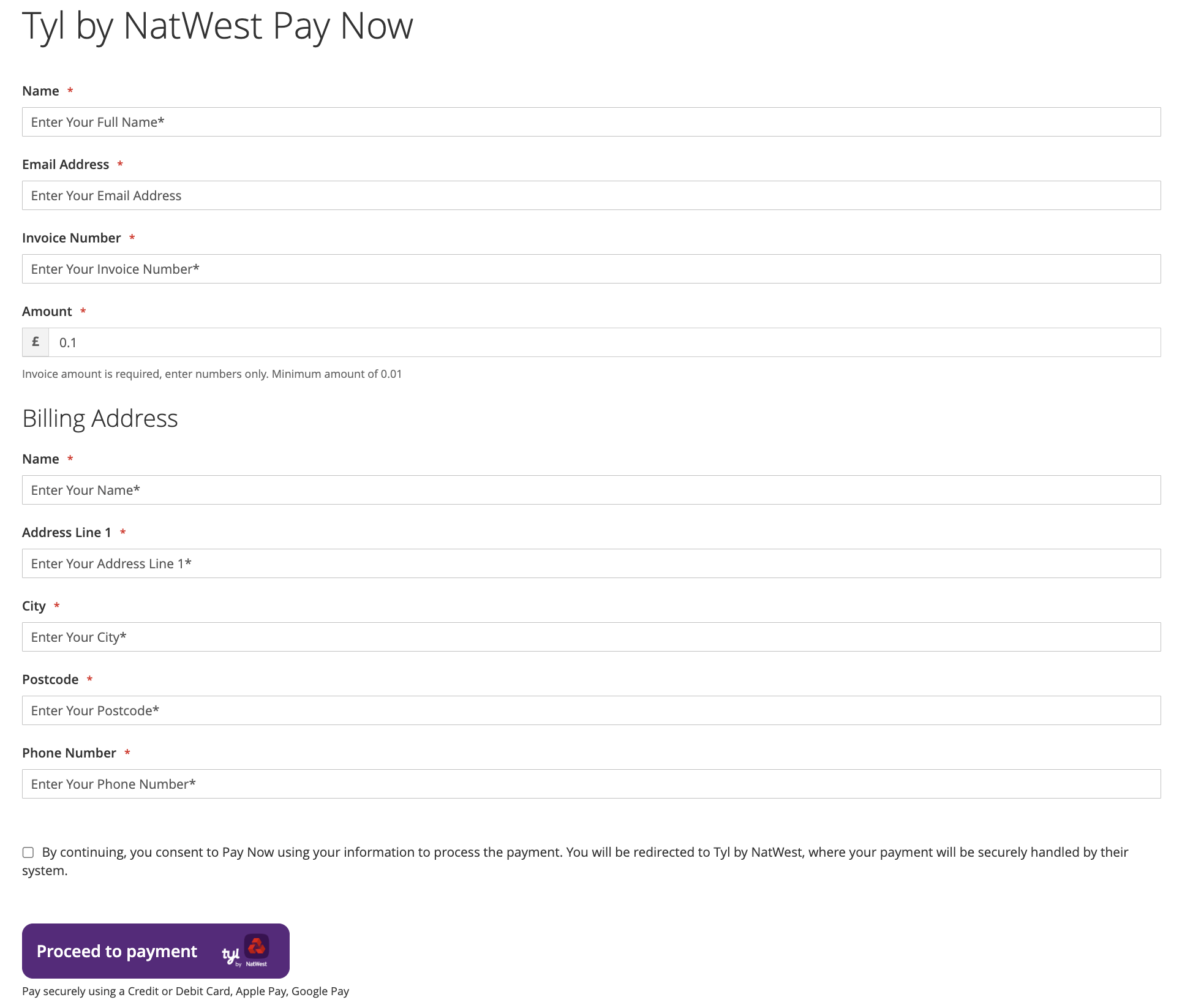 TYL by NatWest PayNow Magento Payment Form