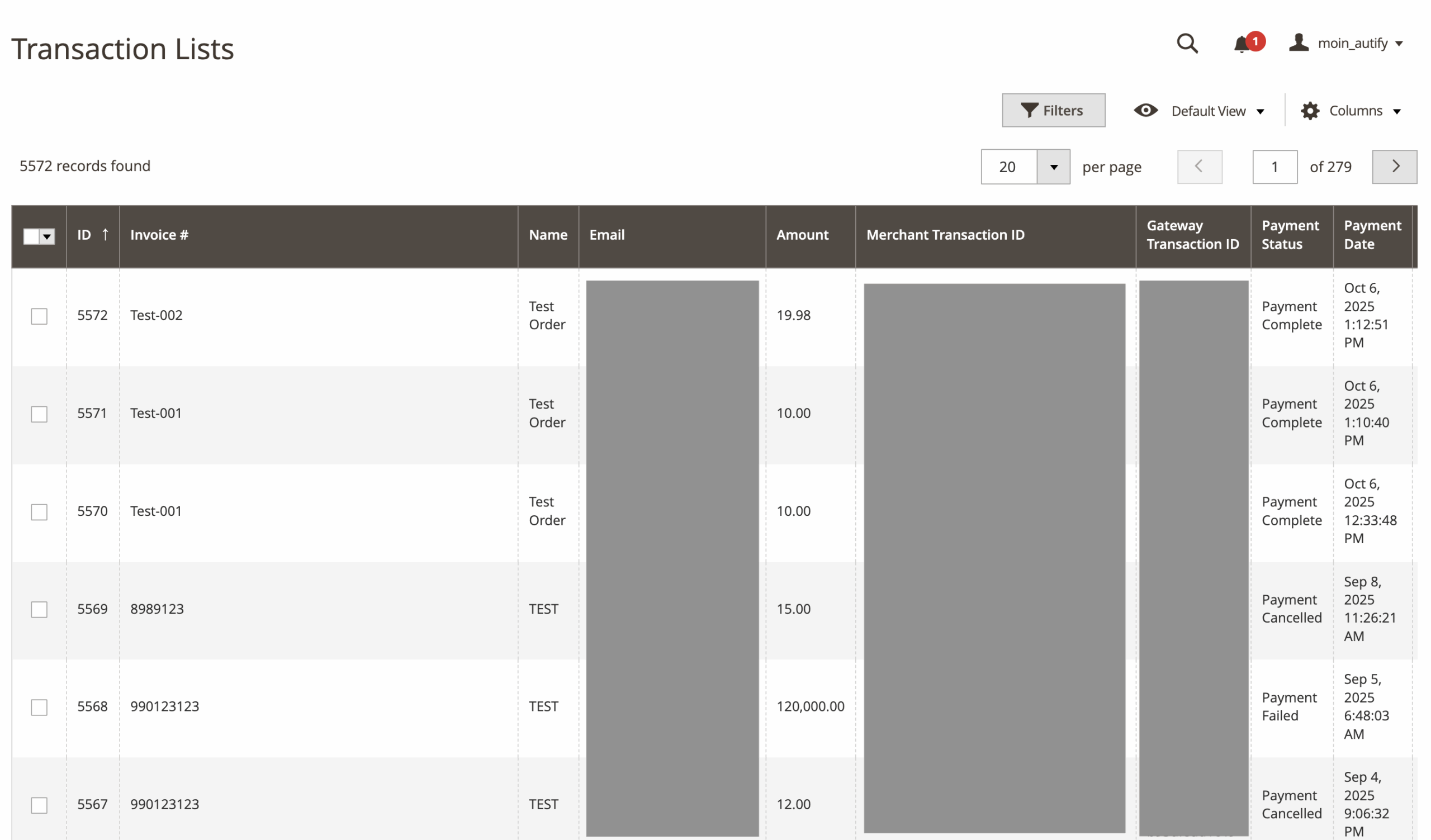 Tyl by NatWest PayNow Magento transaction report